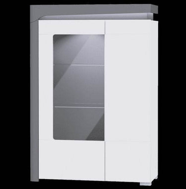Athens Grey and White High Gloss Display Cabinet with LED Lighting - UK Luxury Furniture